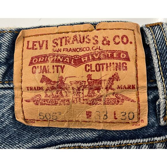 Levi's 505 Size 33x30 Men's Regular Fit Stone Washed Denim Jeans - Picture 7 of 10